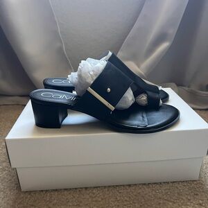 Calvin Klein Black Leather Mules & Clogs